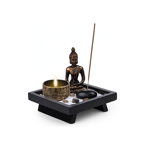 Mini Jardín Zen Buda Con Vela E Incienso Decorativo 1