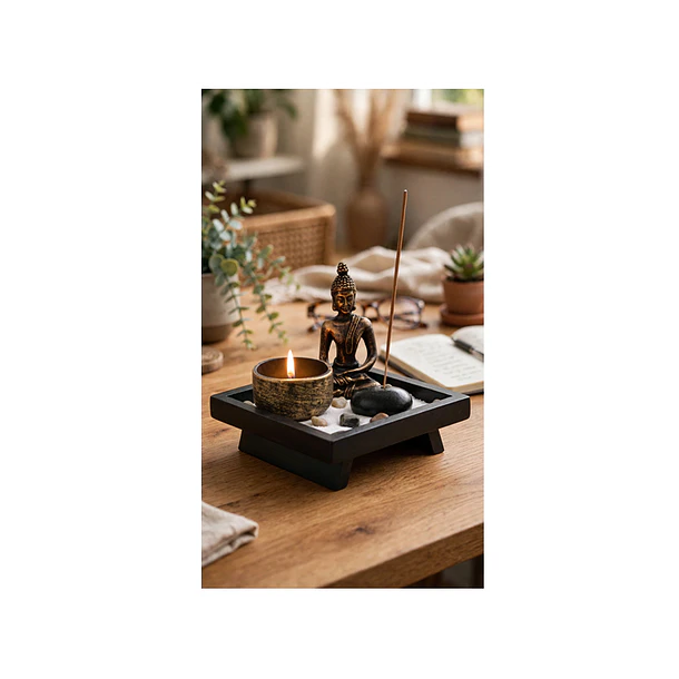 Mini Jardín Zen Buda Con Vela E Incienso Decorativo 3