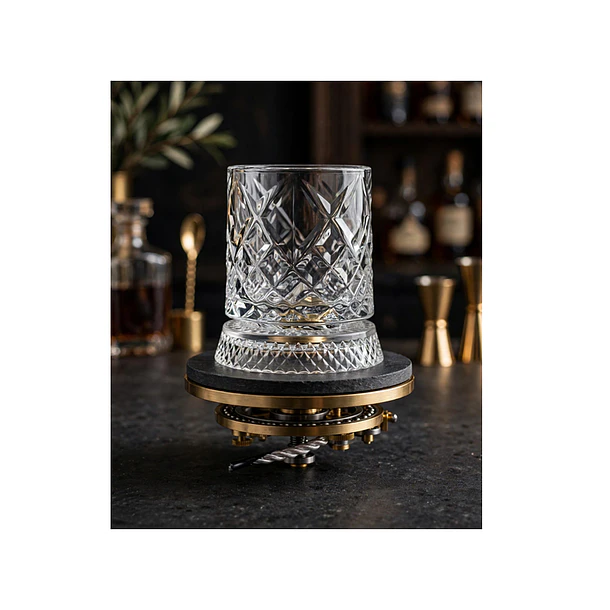 Vaso De Vidrio Con Diseño De Rombos Para Whisky 360grados 2