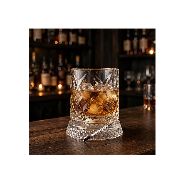 Vaso De Vidrio Con Diseño De Rombos Para Whisky 360grados 3