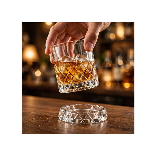 Vaso De Vidrio Con Diseño De Rombos Para Whisky 360grados 4