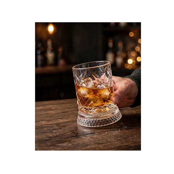Vaso De Vidrio Con Diseño De Rombos Para Whisky 360grados 5
