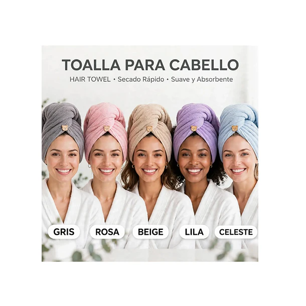 Toalla Turbante Para Secar Pelo Y Cabello 5