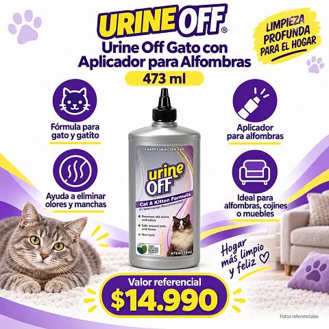 Urine Off Cat & Kitten 473 ml con Aplicador para Alfombras