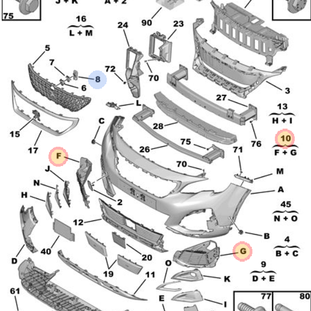 BISEL PARACHOQUE PEUGEOT 3008 JUEGO