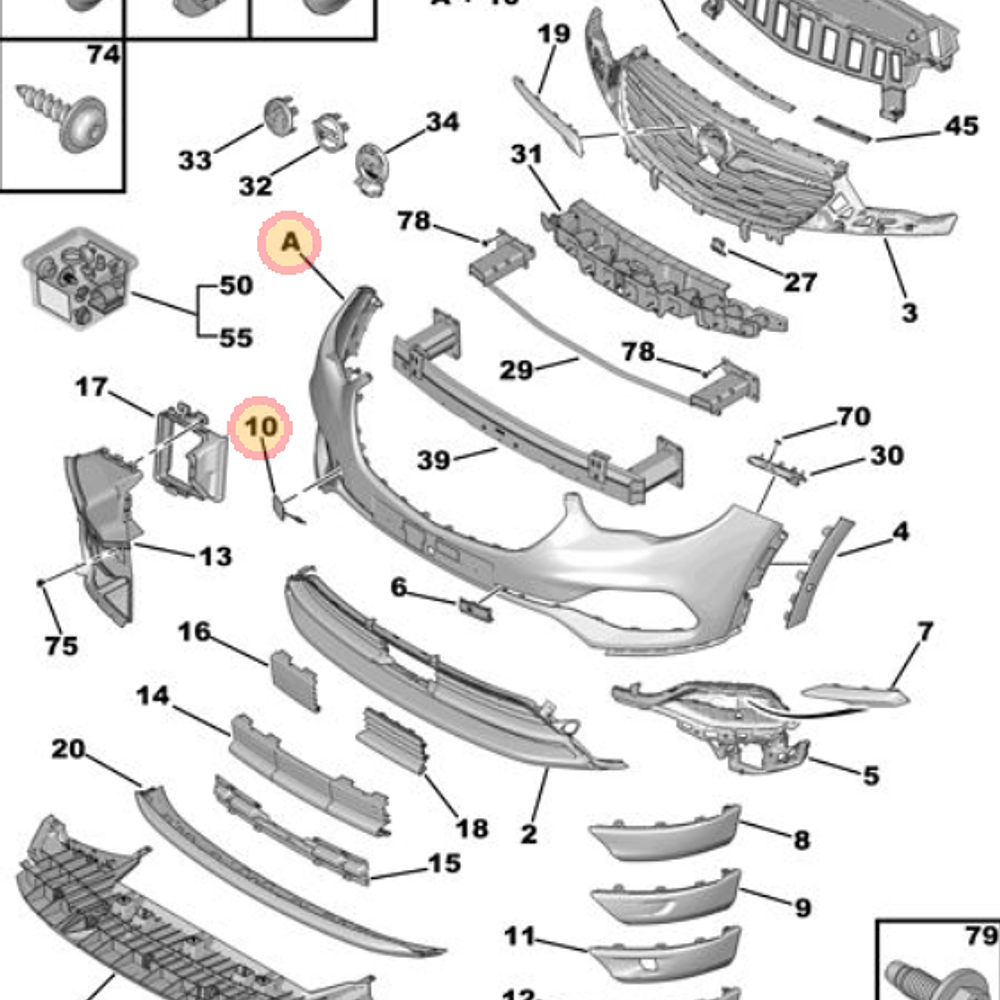 PARACHOQUE OPEL GRANDLAND INFERIOR