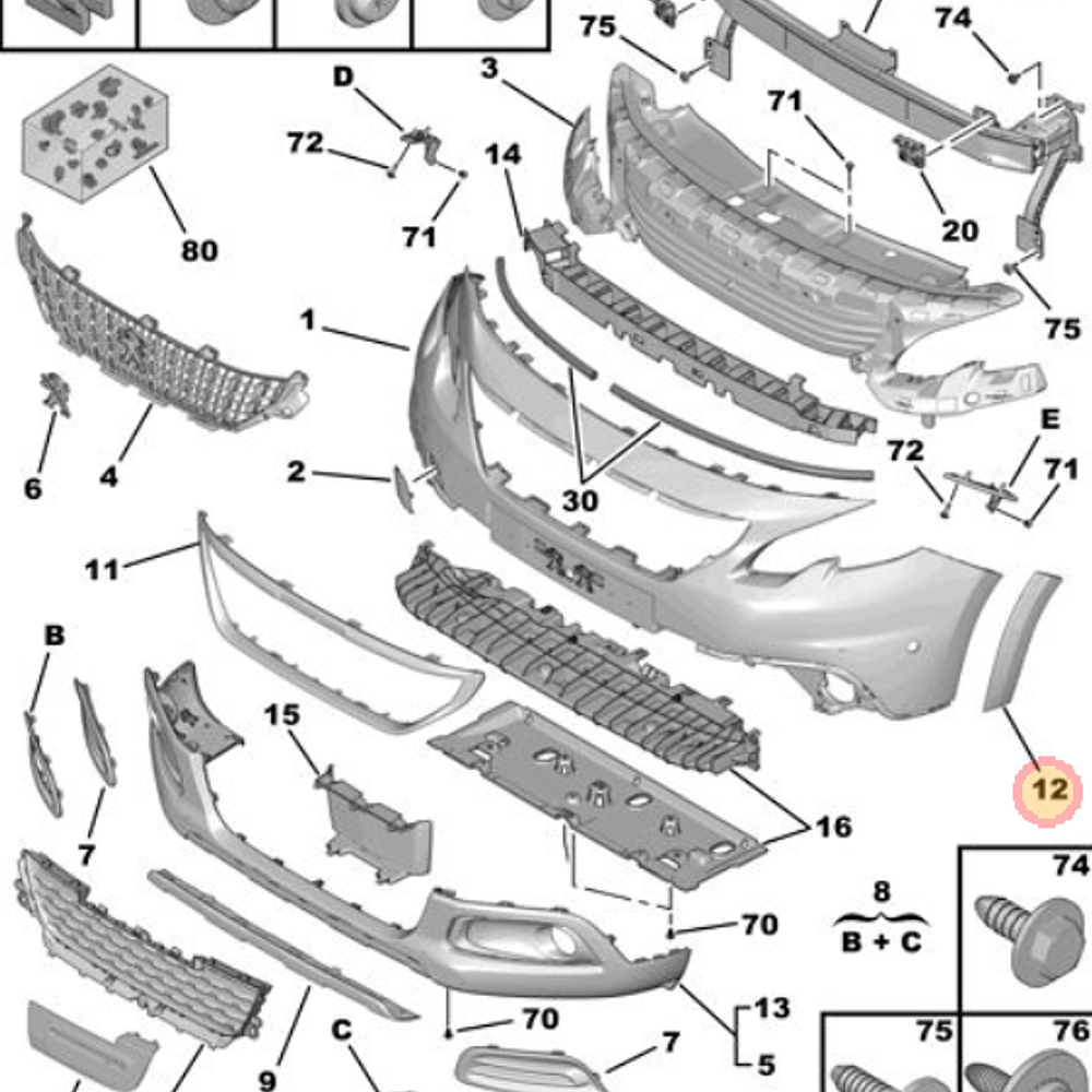 MOLDURA PARACHOQUE PEUGEOT 2008 LADO IZQUIERDO