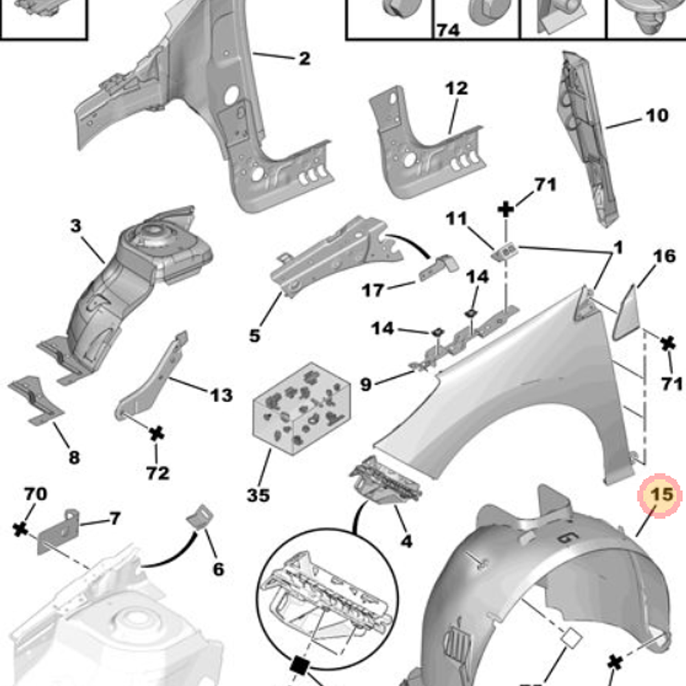 KIT GUARDAFANGO Y DEFLECTOR INFERIOR PEUGEOT 308