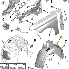 GUARDAFANGO PEUGEOT 308 (P5) DELANTERO IZQUIERDO