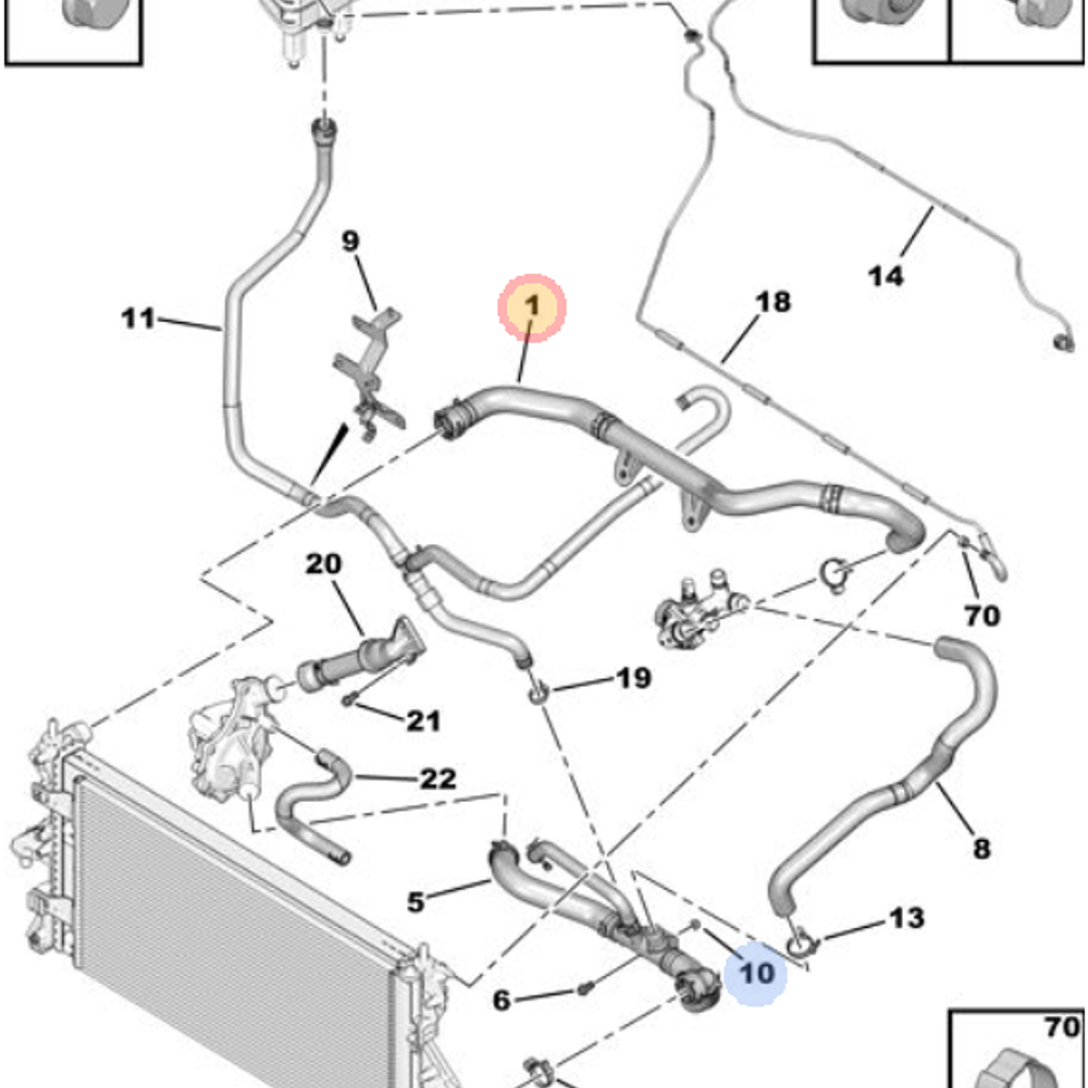 MANGUERA DE RADIADOR SUPERIOR PEUGEOT BOXER 3 -  CITROEN JUMPER 3