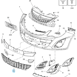 REJILLA PARACHOQUE OPEL CORSA-D