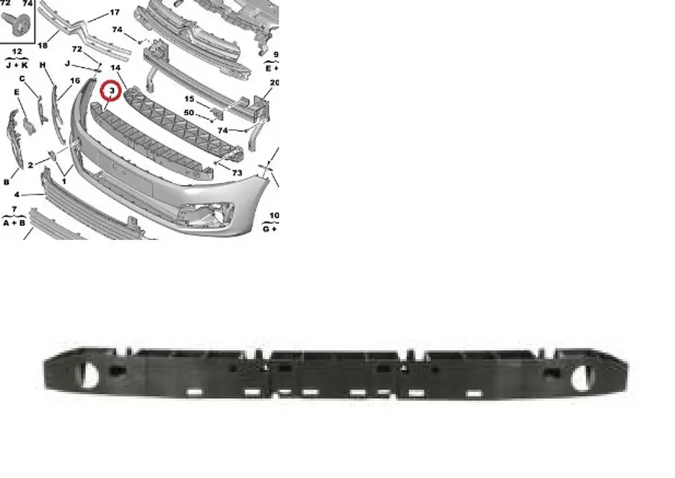 ABSORBENTE PARACHOQUE DELANTERO SUPERIOR PARA CITROEN C-ELYSEE 18 EN ADELANTE Y PEUGEOT 301 FASE II  1
