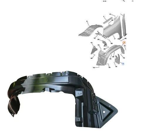 GUARDAFANGO DELANTERO IZQUIERDA PARA PEUGEOT LANDTREK KPI