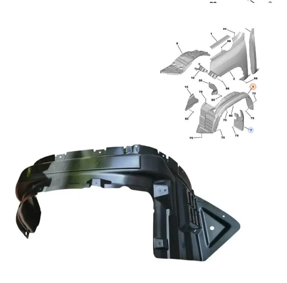 GUARDAFANGO DELANTERO IZQUIERDA PARA PEUGEOT LANDTREK KPI 1