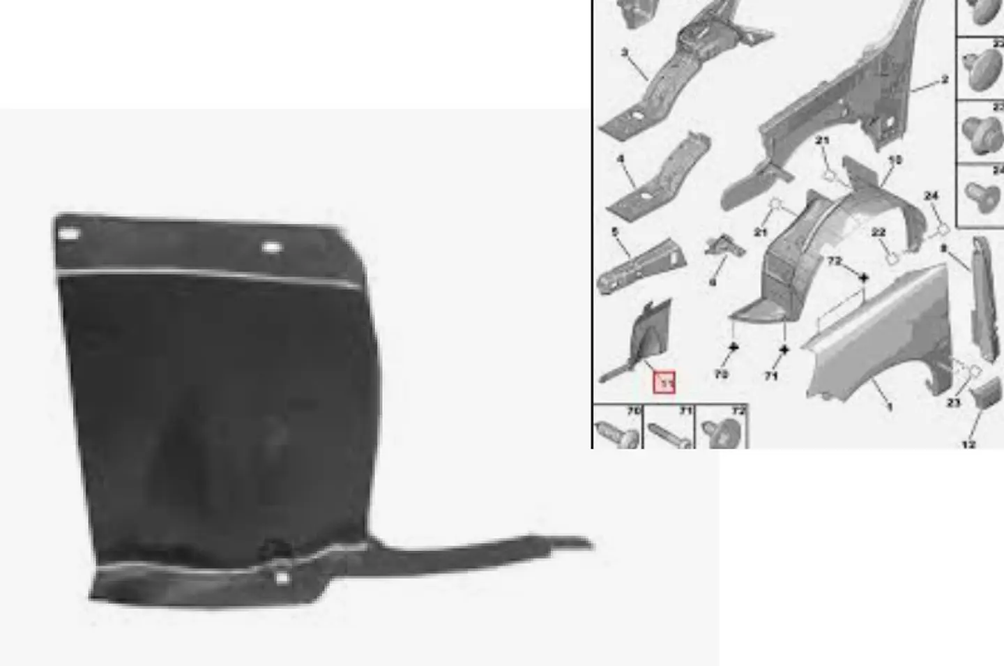 GUARDAFANGO DELANTERO IZQUIERDA PARA PEUGEOT PARTNER - ORIGINAL 1