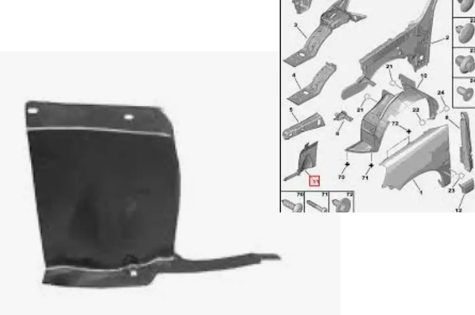 GUARDAFANGO DELANTERO IZQUIERDA PARA PEUGEOT PARTNER - ORIGINAL 1