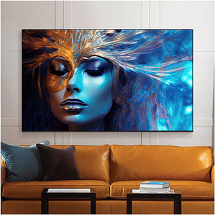 Quadro Decorativo Abstrato Mulher Azul