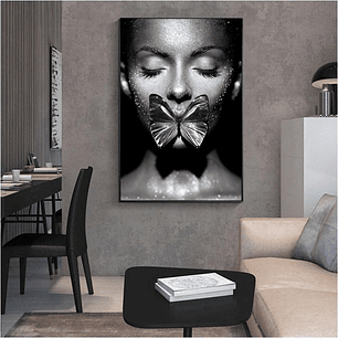 Quadro Decorativo Mulher Face Borboleta