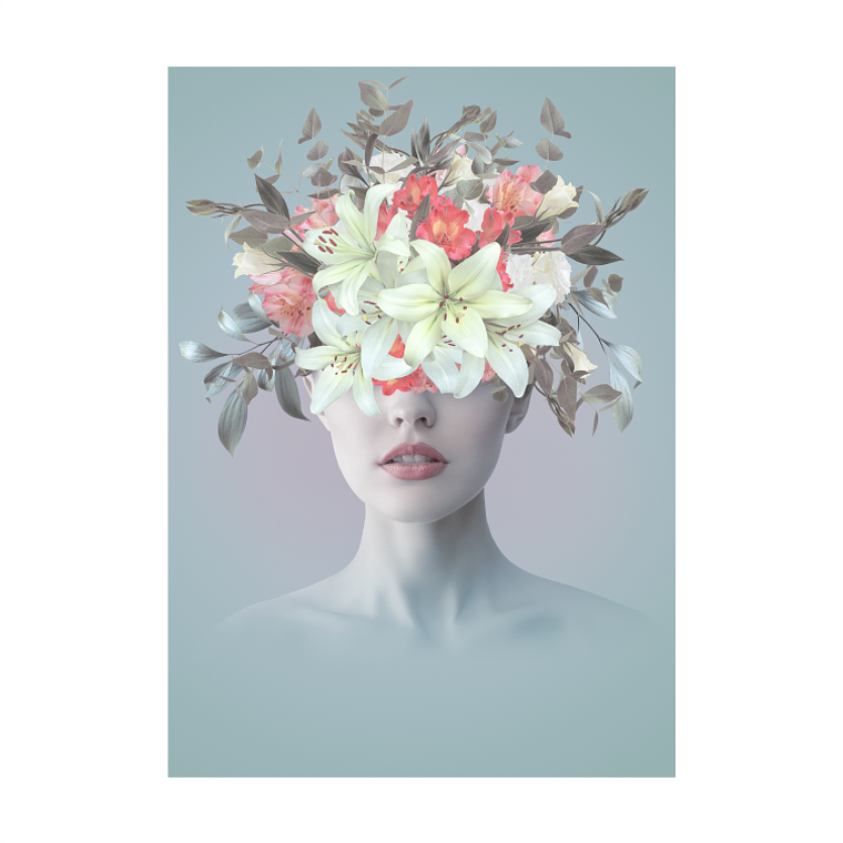 Quadro Decorativo Mulher Flores Delicadas 2