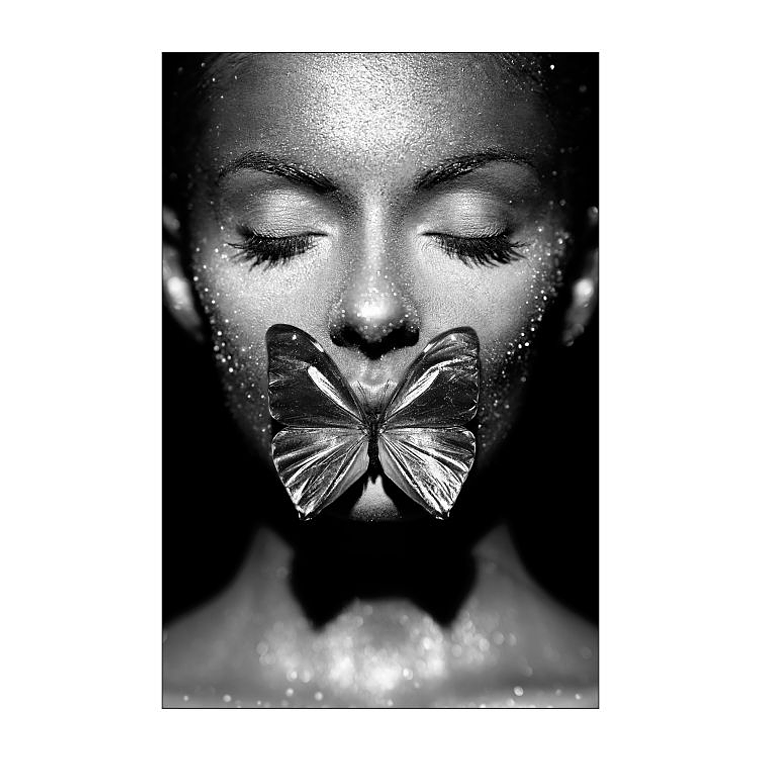 Quadro Decorativo Mulher Borboleta Faces 2