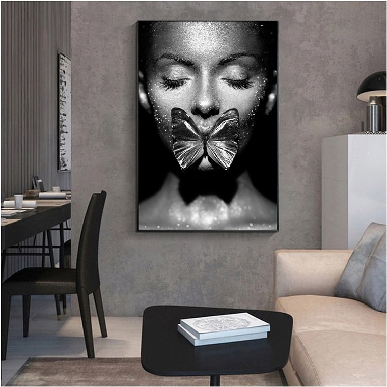 Quadro Decorativo Mulher Borboleta Faces 1