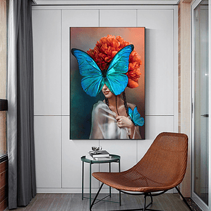 Quadro Decorativo Mulher Borboleta Blue