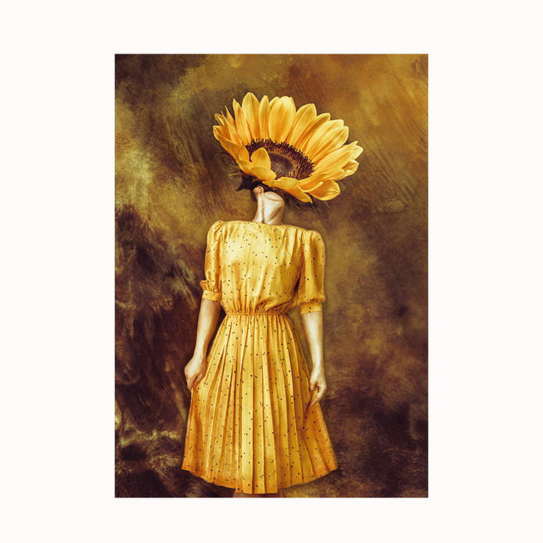 Quadro Decorativo Mulher Girassol Amarelo 2