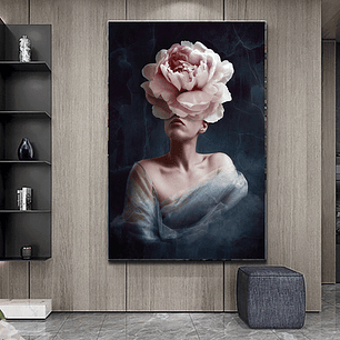 Quadro Decorativo Mulher Rosa Delicado