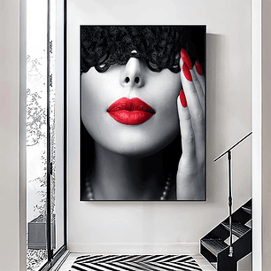 Quadro Decorativo Mulher Vermelho e Preto