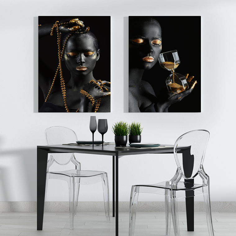 Quadro Decorativo Black Time Kit 2 quadros 1