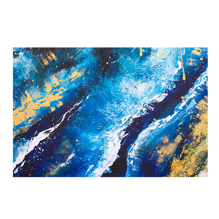 Quadro Decorativo Abstrato Luxo Azul e Dourado  2