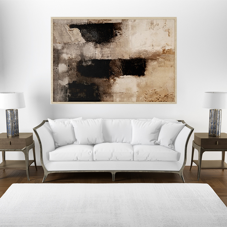 Quadro Decorativo Abstrato Nude e Preto  1