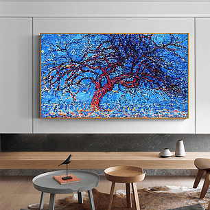 Quadro Decorativo Abstrato Árvore Azul