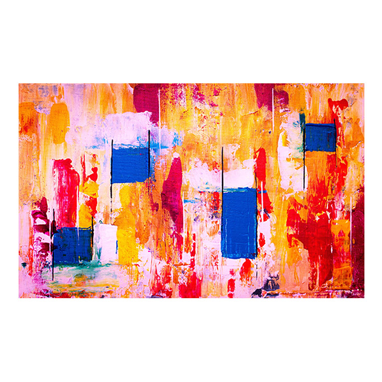 Quadro Decorativo Abstrato Colorido Tons Vermelho  2