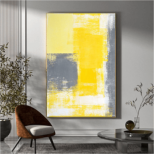 Quadro Decorativo Abstrato Amarelo e Cinza II