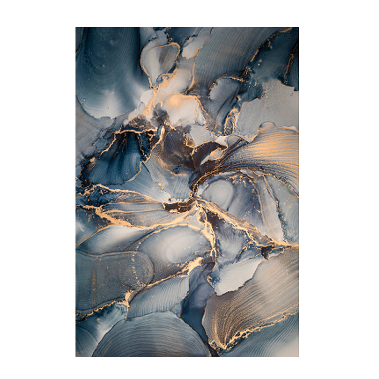 Quadro Decorativo Abstrato Azul e Dourado 2