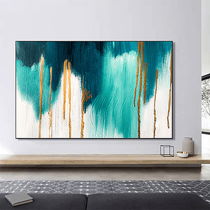 Quadro Decorativo Abstrato Azul Tiffany Gold II