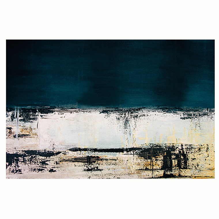 Quadro Decorativo Abstrato Luxo Azul e Creme 2