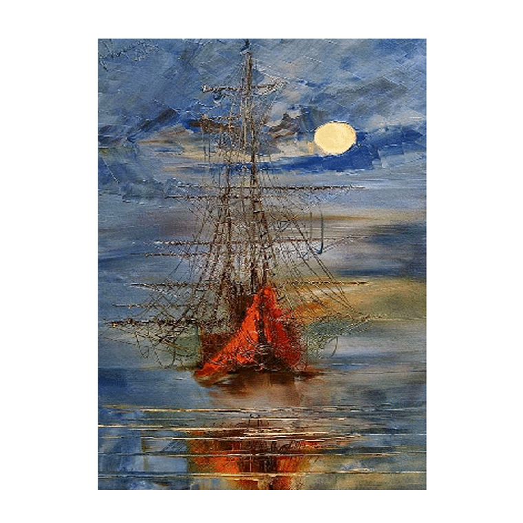 Quadro Decorativo Abstrato Caravela Tons Azul 2