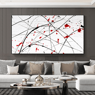 Quadro Decorativo Abstrato Branco e Vermelho