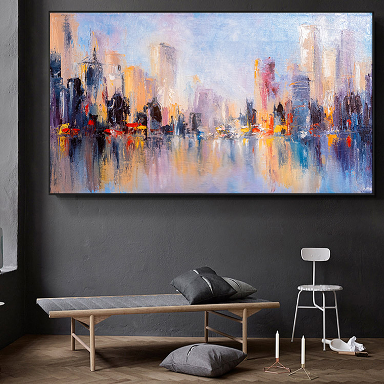 Quadro Decorativo Abstrato Cores Cidade 1