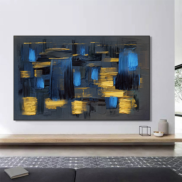 Quadro Decorativo Abstrato Cinza Dourado 1