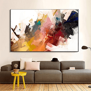 Quadro Decorativo Abstrato Colorido Tons Marrom