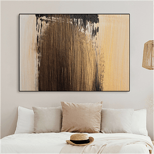 Quadro Decorativo Abstrato Dourado e Preto