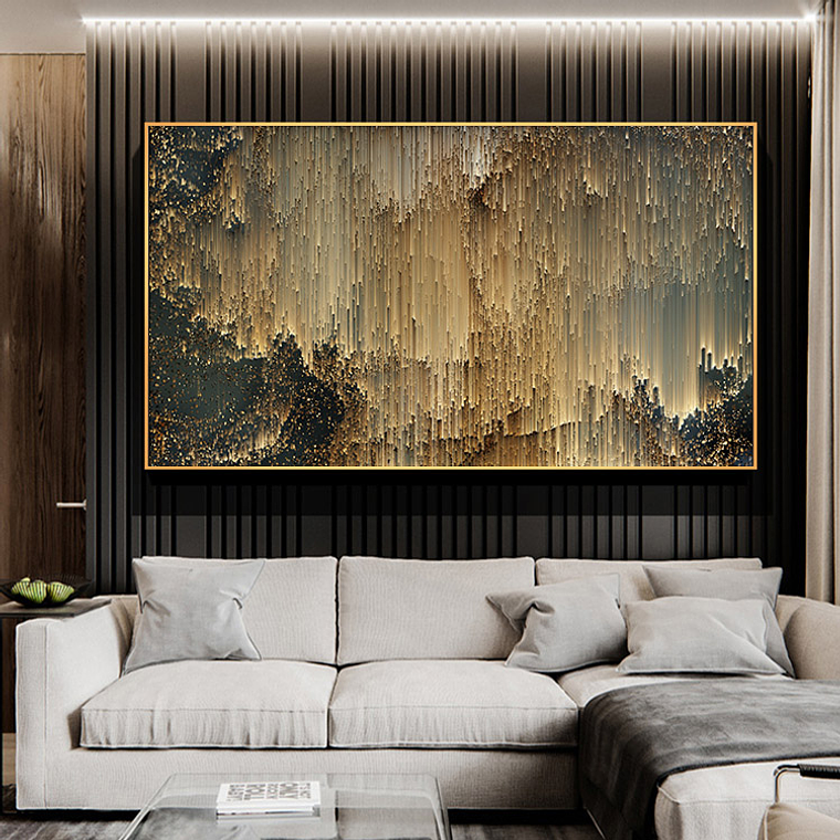 Quadro Decorativo Abstrato Chuva Ouro 1