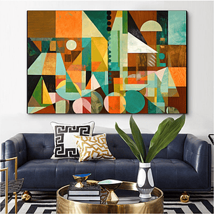 Quadro Decorativo Abstrato Colorido Marrom Geo