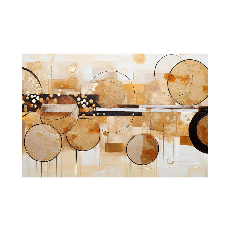Quadro Decorativo Abstrato Circulos Dourado 2