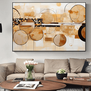 Quadro Decorativo Abstrato Circulos Dourado