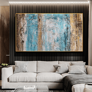 Quadro Decorativo Abstrato Marrom e Azul