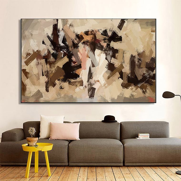 Quadro Decorativo Abstrato Nude Marrom e Preto 1